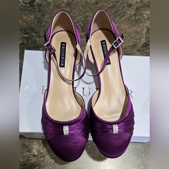 ERIJUNOR Satin Bridal Wedding Shoes #744, 745 - Picture 2 of 13